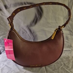 Betsey Johnson Dark Purple Shoulder Bag with Gold Accents